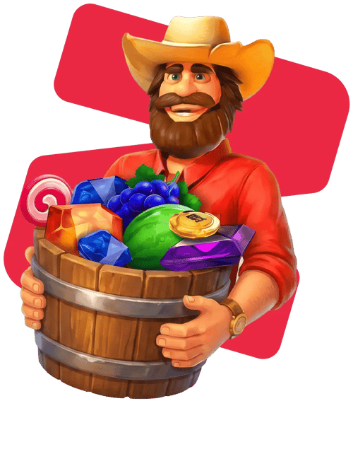 Personaje de NetBet con un barril lleno de gemas, imagen de las recompensas del club